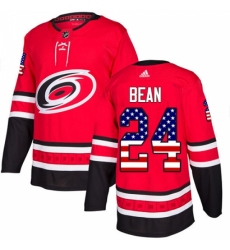 Men's Adidas Carolina Hurricanes #24 Jake Bean Authentic Red USA Flag Fashion NHL Jersey
