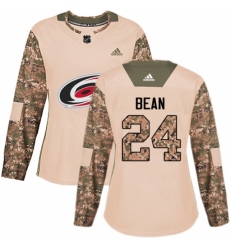 Women's Adidas Carolina Hurricanes #24 Jake Bean Authentic Camo Veterans Day Practice NHL Jersey