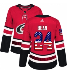 Women's Adidas Carolina Hurricanes #24 Jake Bean Authentic Red USA Flag Fashion NHL Jersey