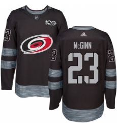 Men's Adidas Carolina Hurricanes #23 Brock McGinn Authentic Black 1917-2017 100th Anniversary NHL Jersey Men's Adidas Carolina Hurricanes #23 Brock McGinn Authentic Black 1917-2017 100th Anniversary NHL Jersey