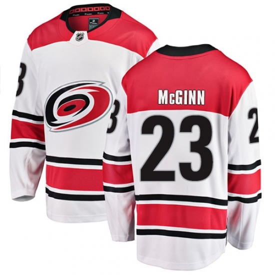 Men's Carolina Hurricanes #23 Brock McGinn Fanatics Branded White Away Breakaway NHL Jersey Men's Carolina Hurricanes #23 Brock McGinn Fanatics Branded White Away Breakaway NHL Jersey