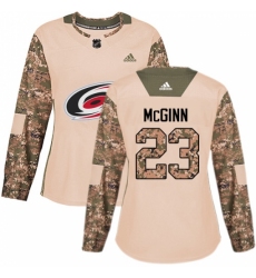 Women's Adidas Carolina Hurricanes #23 Brock McGinn Authentic Camo Veterans Day Practice NHL Jersey