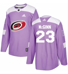 Youth Adidas Carolina Hurricanes #23 Brock McGinn Authentic Purple Fights Cancer Practice NHL Jersey