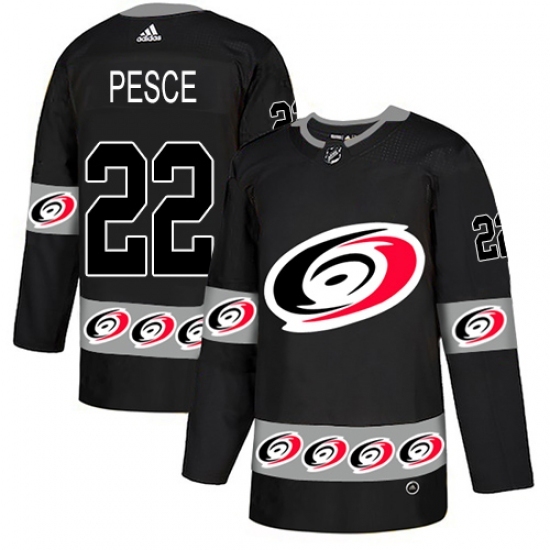 Men's Adidas Carolina Hurricanes #22 Brett Pesce Authentic Black Team Logo Fashion NHL Jersey Men's Adidas Carolina Hurricanes #22 Brett Pesce Authentic Black Team Logo Fashion NHL Jersey