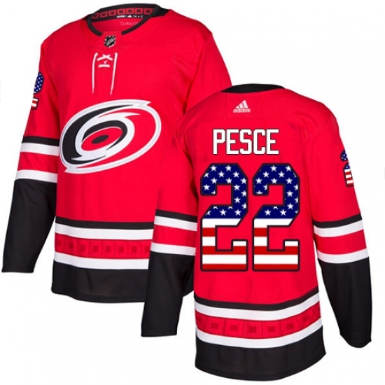 Men's Adidas Carolina Hurricanes #22 Brett Pesce Authentic Red USA Flag Fashion NHL Jersey Men's Adidas Carolina Hurricanes #22 Brett Pesce Authentic Red USA Flag Fashion NHL Jersey
