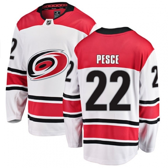 Men's Carolina Hurricanes #22 Brett Pesce Fanatics Branded White Away Breakaway NHL Jersey Men's Carolina Hurricanes #22 Brett Pesce Fanatics Branded White Away Breakaway NHL Jersey