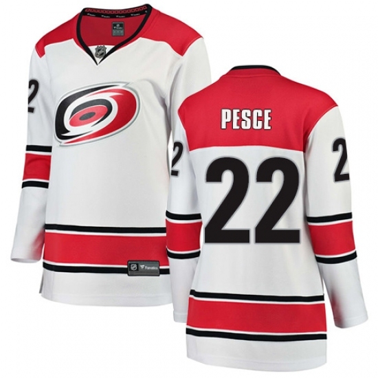 Women's Carolina Hurricanes #22 Brett Pesce Authentic White Away Fanatics Branded Breakaway NHL Jersey Women's Carolina Hurricanes #22 Brett Pesce Authentic White Away Fanatics Branded Breakaway NHL Jersey