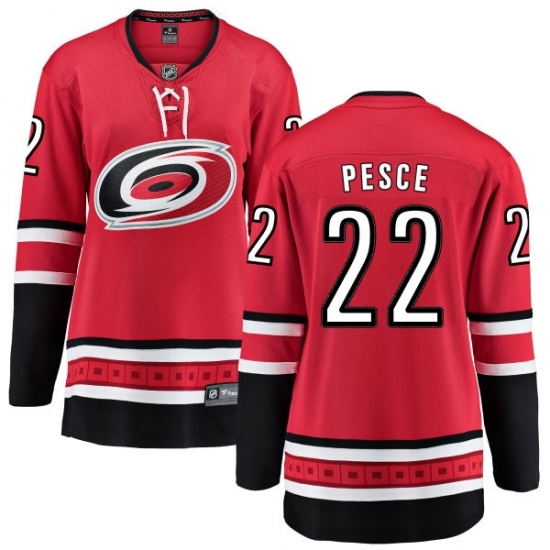 Women's Carolina Hurricanes #22 Brett Pesce Fanatics Branded Red Home Breakaway NHL Jersey Women's Carolina Hurricanes #22 Brett Pesce Fanatics Branded Red Home Breakaway NHL Jersey