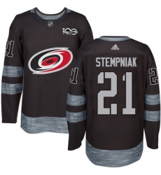Men's Adidas Carolina Hurricanes #21 Lee Stempniak Authentic Black 1917-2017 100th Anniversary NHL Jersey Men's Adidas Carolina Hurricanes #21 Lee Stempniak Authentic Black 1917-2017 100th Anniversary NHL Jersey