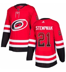Men's Adidas Carolina Hurricanes #21 Lee Stempniak Authentic Red Drift Fashion NHL Jersey