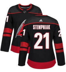 Women's Adidas Carolina Hurricanes #21 Lee Stempniak Authentic Black Alternate NHL Jersey