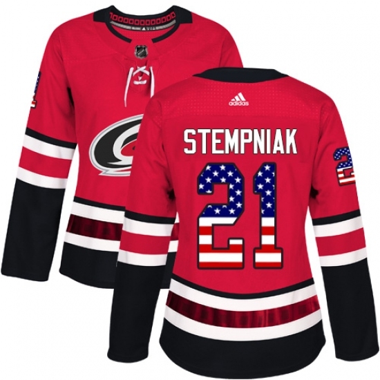 Women's Adidas Carolina Hurricanes #21 Lee Stempniak Authentic Red USA Flag Fashion NHL Jersey Women's Adidas Carolina Hurricanes #21 Lee Stempniak Authentic Red USA Flag Fashion NHL Jersey