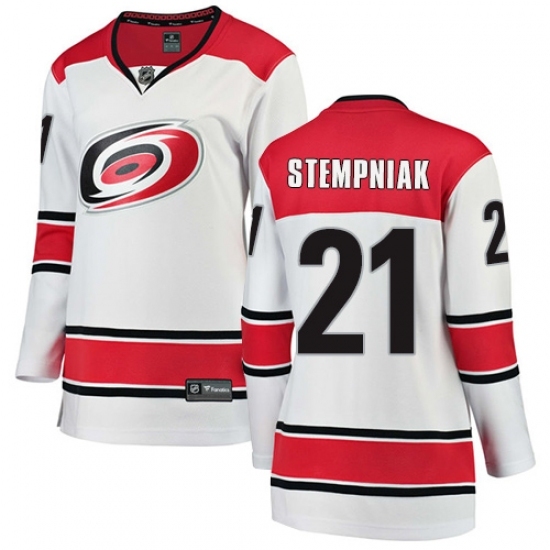 Women's Carolina Hurricanes #21 Lee Stempniak Authentic White Away Fanatics Branded Breakaway NHL Jersey Women's Carolina Hurricanes #21 Lee Stempniak Authentic White Away Fanatics Branded Breakaway NHL Jersey