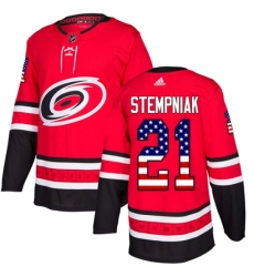 Youth Adidas Carolina Hurricanes #21 Lee Stempniak Authentic Red USA Flag Fashion NHL Jersey