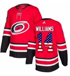 Men's Adidas Carolina Hurricanes #14 Justin Williams Authentic Red USA Flag Fashion NHL Jersey
