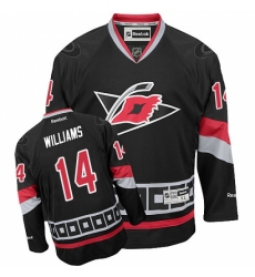 Men's Reebok Carolina Hurricanes #14 Justin Williams Premier Black Third NHL Jersey