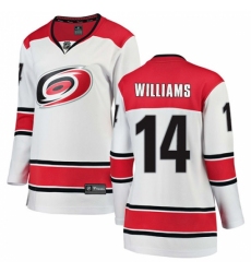 Women's Carolina Hurricanes #14 Justin Williams Authentic White Away Fanatics Branded Breakaway NHL Jersey
