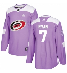 Men's Adidas Carolina Hurricanes #7 Derek Ryan Authentic Purple Fights Cancer Practice NHL Jersey