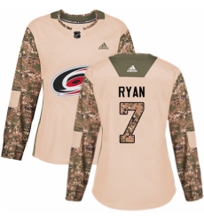 Women's Adidas Carolina Hurricanes #7 Derek Ryan Authentic Camo Veterans Day Practice NHL Jersey