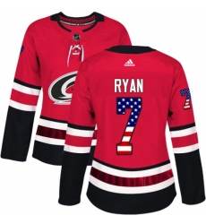Women's Adidas Carolina Hurricanes #7 Derek Ryan Authentic Red USA Flag Fashion NHL Jersey