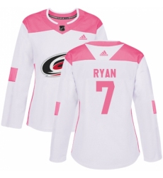 Women's Adidas Carolina Hurricanes #7 Derek Ryan Authentic White/Pink Fashion NHL Jersey