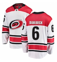 Men's Carolina Hurricanes #6 Klas Dahlbeck Fanatics Branded White Away Breakaway NHL Jersey Men's Carolina Hurricanes #6 Klas Dahlbeck Fanatics Branded White Away Breakaway NHL Jersey