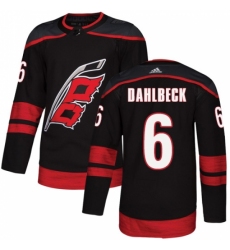 Youth Adidas Carolina Hurricanes #6 Klas Dahlbeck Premier Black Alternate NHL Jersey