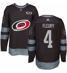 Men's Adidas Carolina Hurricanes #4 Haydn Fleury Authentic Black 1917-2017 100th Anniversary NHL Jersey Men's Adidas Carolina Hurricanes #4 Haydn Fleury Authentic Black 1917-2017 100th Anniversary NHL Jersey