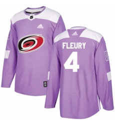 Men's Adidas Carolina Hurricanes #4 Haydn Fleury Authentic Purple Fights Cancer Practice NHL Jersey