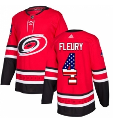 Men's Adidas Carolina Hurricanes #4 Haydn Fleury Authentic Red USA Flag Fashion NHL Jersey