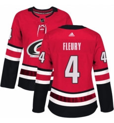 Women's Adidas Carolina Hurricanes #4 Haydn Fleury Authentic Red Home NHL Jersey
