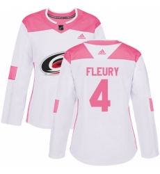 Women's Adidas Carolina Hurricanes #4 Haydn Fleury Authentic White/Pink Fashion NHL Jersey