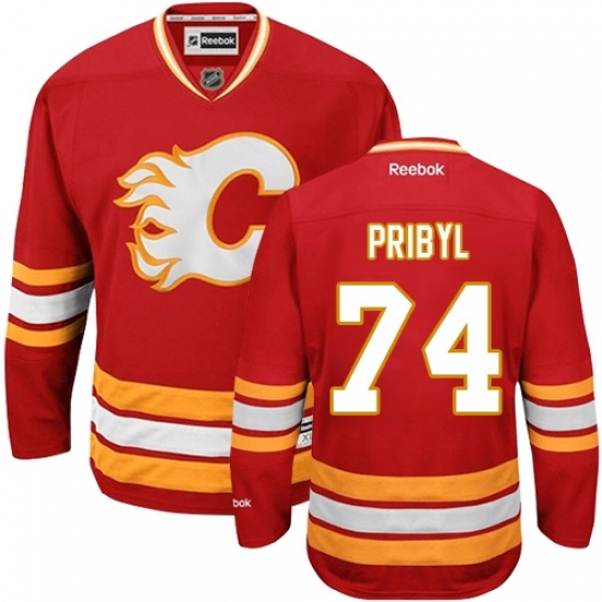 Men's Reebok Calgary Flames #74 Daniel Pribyl Authentic Red Third NHL Jersey Men's Reebok Calgary Flames #74 Daniel Pribyl Authentic Red Third NHL Jersey