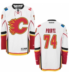 Men's Reebok Calgary Flames #74 Daniel Pribyl Authentic White Away NHL Jersey