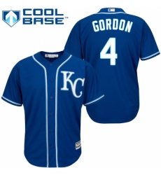 Men's Majestic Kansas City Royals #4 Alex Gordon Replica Blue Alternate 2 Cool Base MLB Jersey