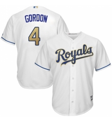 Men's Majestic Kansas City Royals #4 Alex Gordon Replica White Home Cool Base MLB Jersey