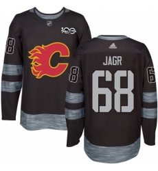 Men's Adidas Calgary Flames #68 Jaromir Jagr Authentic Black 1917-2017 100th Anniversary NHL Jersey