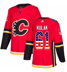 Youth Adidas Calgary Flames #61 Brett Kulak Authentic Red USA Flag Fashion NHL Jersey