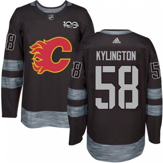 Men's Adidas Calgary Flames #58 Oliver Kylington Authentic Black 1917-2017 100th Anniversary NHL Jersey Men's Adidas Calgary Flames #58 Oliver Kylington Authentic Black 1917-2017 100th Anniversary NHL Jersey