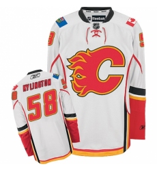 Men's Reebok Calgary Flames #58 Oliver Kylington Authentic White Away NHL Jersey