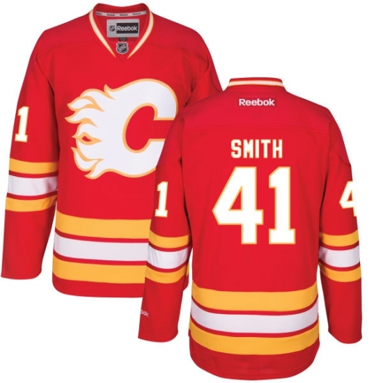 Men's Reebok Calgary Flames #41 Mike Smith Authentic Red Third NHL Jersey Men's Reebok Calgary Flames #41 Mike Smith Authentic Red Third NHL Jersey