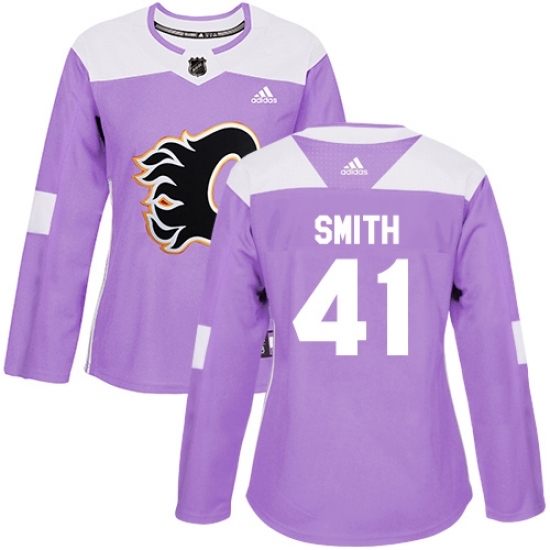 Women's Reebok Calgary Flames #41 Mike Smith Authentic Purple Fights Cancer Practice NHL Jersey Women's Reebok Calgary Flames #41 Mike Smith Authentic Purple Fights Cancer Practice NHL Jersey