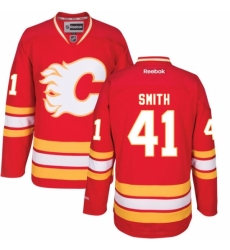Women's Reebok Calgary Flames #41 Mike Smith Premier Red Third NHL Jersey