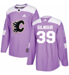 Men's Adidas Calgary Flames #39 Doug Gilmour Authentic Purple Fights Cancer Practice NHL Jersey