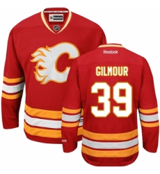 Men's Reebok Calgary Flames #39 Doug Gilmour Premier Red Third NHL Jersey