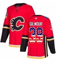 Youth Adidas Calgary Flames #39 Doug Gilmour Authentic Red USA Flag Fashion NHL Jersey