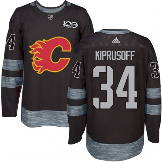 Men's Adidas Calgary Flames #34 Miikka Kiprusoff Authentic Black 1917-2017 100th Anniversary NHL Jersey Men's Adidas Calgary Flames #34 Miikka Kiprusoff Authentic Black 1917-2017 100th Anniversary NHL Jersey