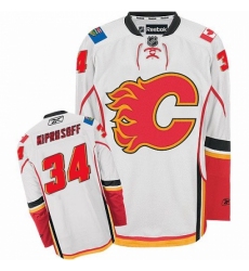 Men's Reebok Calgary Flames #34 Miikka Kiprusoff Authentic White Away NHL Jersey