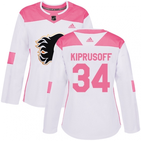 Women's Adidas Calgary Flames #34 Miikka Kiprusoff Authentic White/Pink Fashion NHL Jersey Women's Adidas Calgary Flames #34 Miikka Kiprusoff Authentic White/Pink Fashion NHL Jersey