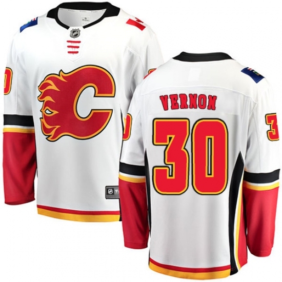 Men's Calgary Flames #30 Mike Vernon Fanatics Branded White Away Breakaway NHL Jersey Men's Calgary Flames #30 Mike Vernon Fanatics Branded White Away Breakaway NHL Jersey
